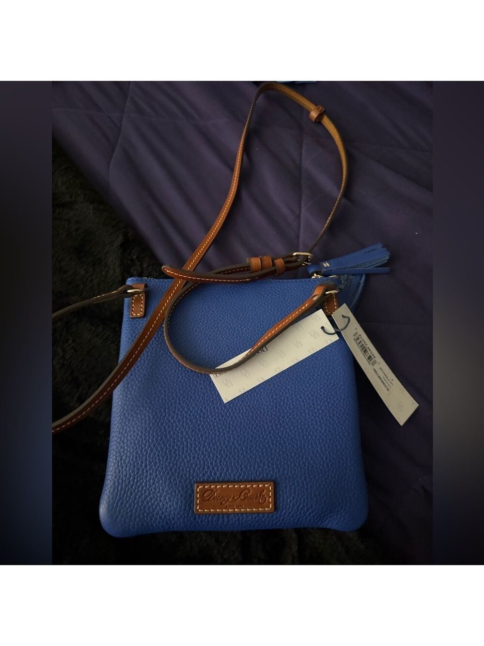 Dooney & Bourke NY Giants Triple Zip Pebbled Leather Crossbody Blue NWT $278 - Picture 7 of 9
